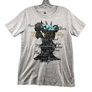 Disney NYC T Shirt Mens S Womens L Gray Short Sleeve Mickey Statue Of Liberty